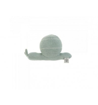 KNIT TOY RATTLE SNAIL GREEN 24