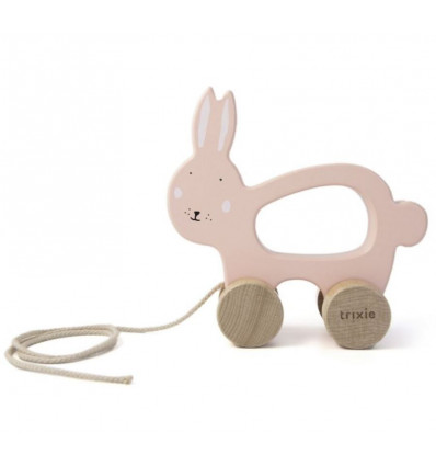 WOODEN PULL ALONG TOY MRS. RABBIT 024