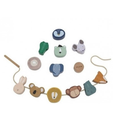 WOODEN ANIMAL LACING BEADS MULTI 25