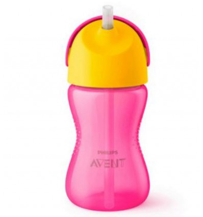 BEKER MET RIETJE 300ML GIRL ROZE 24