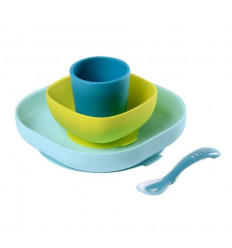 SILICONEN EETSET 4 STUKS BLAUW 243
