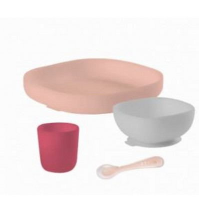 SILICONEN EETSET 4 STUKS PINK 243