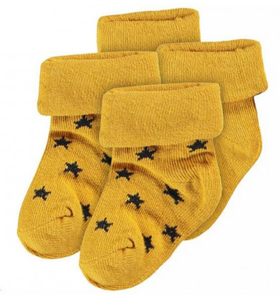 U SOCKS 2P LEVI STARS 0-3M YELLOW 21