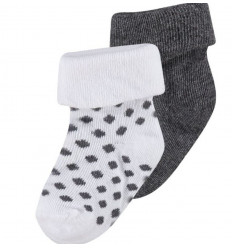 U SOCKS 2PACK DOT DARK GREY MEL 3-6M 21