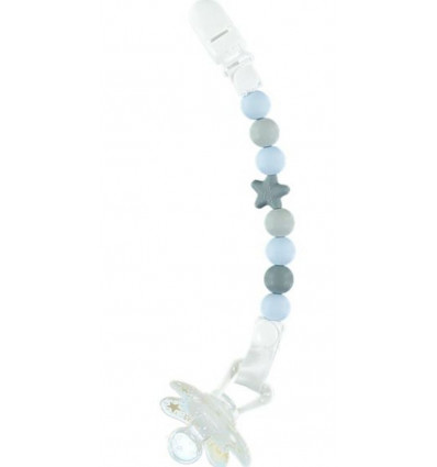 NIBBLING DUMMY CLIP COMET BABY BLUE/GREY