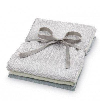 MUSLIN CLOTH 3P GOTS MIX GREY WAVE -