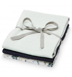 MUSLIN CLOTH 3P GOTS MIX PRESSED LEAVES