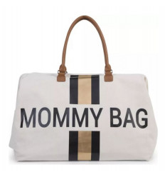 MOMMY BAG GROOT OFFWHI STR BLK/GOLD 243
