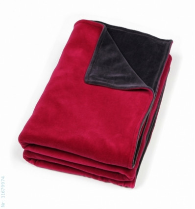 DUODEKEN VELOURS ROOD / MARINEGRIJS