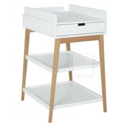 TABLE A LANG HIP+TIROIR BLANC/NATUR 231