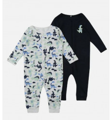 NBMNIGHTSUIT 2P ZIP BRIGHT WHITE NOOS