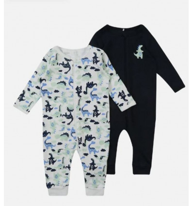 NBMNIGHTSUIT 2P ZIP BRIGHT WHITE NOOS
