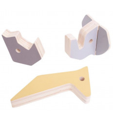 WOODEN WALL HOOKS WARM GREY 3+ 201