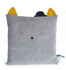COUSSIN CHAT GRIS CLAIR MOUSTACHES 22