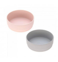 BOWL SET 2 PCS UNI GREY/LIGHT PINK 21