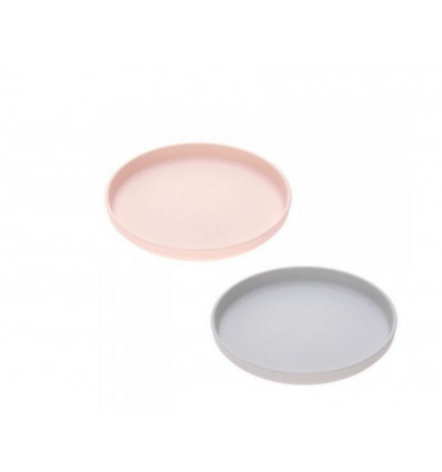 PLATE SET 2 PCS UNI GREY/LIGHT PINK 21