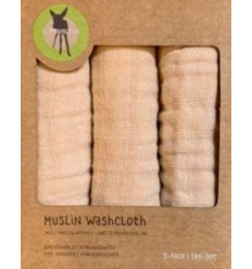 MUSLIN WASHCLOTH SET 3 PC LIGHT PINK 21