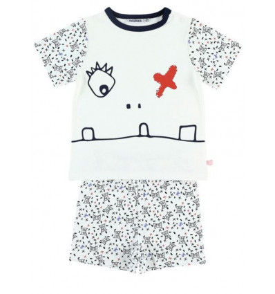 IMAGINE BOY PYJAMA 2PCS JERSEY AOP BLANC
