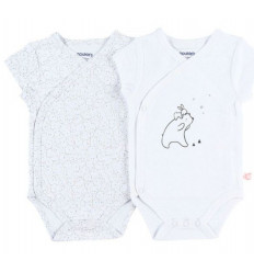 COCON SET 2 BODYS CROISE MC BLANC 6M 9