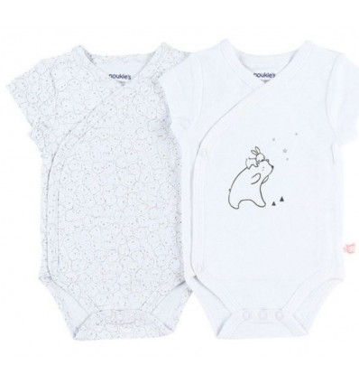COCON SET 2 BODYS CROISE MC BLANC 6M 9