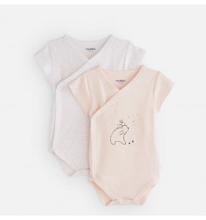 COCON SET 2 BODYS CROISE MC ROSE 12M 9