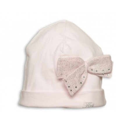 S05 G BONNET KNITTED BOW SWAROVSKI WHITE