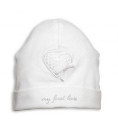 S04 G BONNET KNITTED HART WHITE/SI 9
