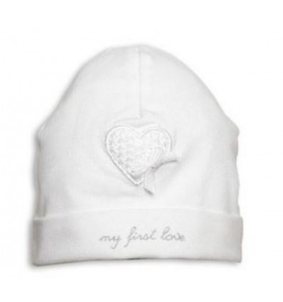 S04 G BONNET KNITTED HART WHITE/SI 9