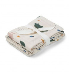 HANNAH MUSLIN CLOTH PRINT 2P DINO MIX 21