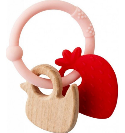 SILICONE HOUTEN BIJTRING AARDBEI 211