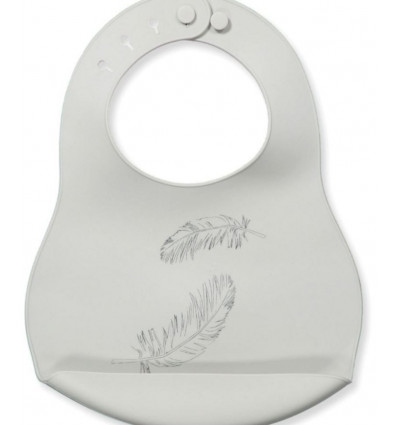 SILICONE BIB FEATHER CLASSIC GREY 9