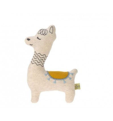 KNITTED TOY W/ RATTLE GLAMA LAMA BLUE 21