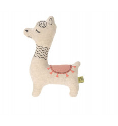KNITTED TOY W/RATTLE GLAMA LAMA GREEN 21