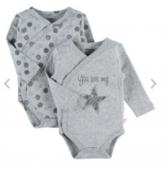 LOT 2 BODY CROISE GRIS PLUME 9M