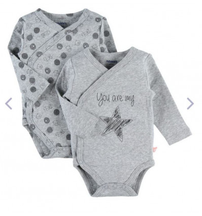 LOT 2 BODY CROISE GRIS PLUME 9M