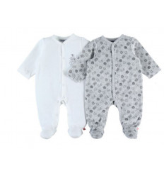 PLUME SET DE 2 DB VELOURS BLANC/GRIS 1M