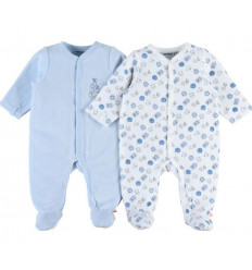 PLUME SET DE 2 DB VELOURS BLEU/GRIS 1M