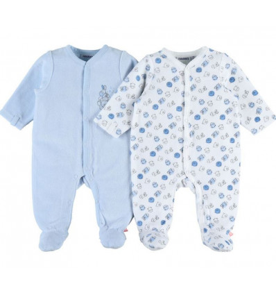 PLUME SET DE 2 DB VELOURS BLEU/GRIS 1M