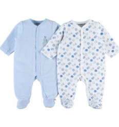 PLUME SET DE 2 DB VELOURS BLEU/GRIS 6M