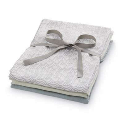 MUSLIN CLOTH 3P MIX GREY/PETROL/MINT 21