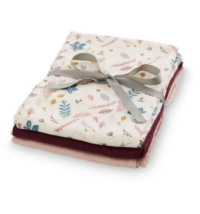 MUSLIN CLOTH 3P MIX ROSE/BORDEAUX/PIN 21