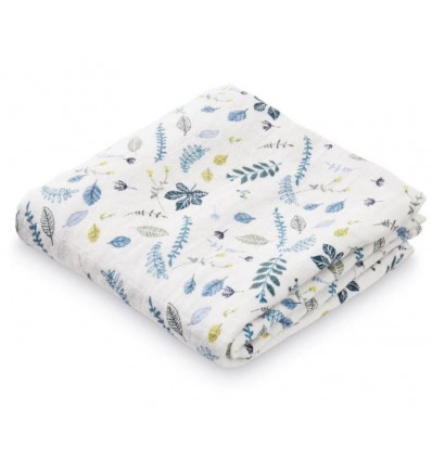 LEAVES BLUE 70X70CM 9 MUSLIN CLOTH PRINT