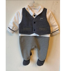 BO B COMBI CHIC WAISTCOAT WHI/GREY