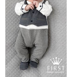 BO B COMBI CHIC WAISTCOAT WHI/GREY