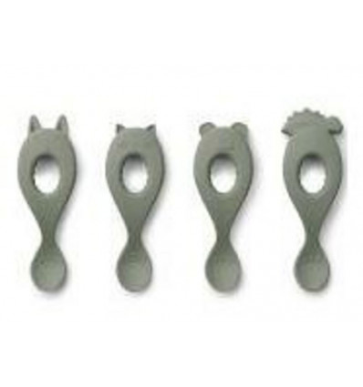 LIVA SILICONE SPOON 4 PACK FAUNE GRN 202