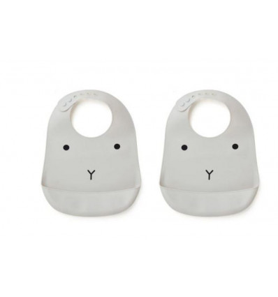 TILDA SIL BIB 2P RABBIT DUMBO GREY 21