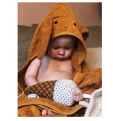 ALBERT HOODED TOWEL RABBIT MUSTARD 202