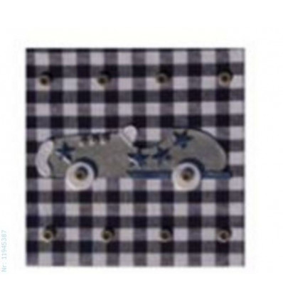SCHILDERIJ RACECAR SILVER BLUE SQUARES 6