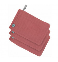 MUSLIN WASH GLOVE SET 3P ROSEWOOD 231