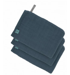 MUSLIN WASH GLOVE SET 3P NAVY 231